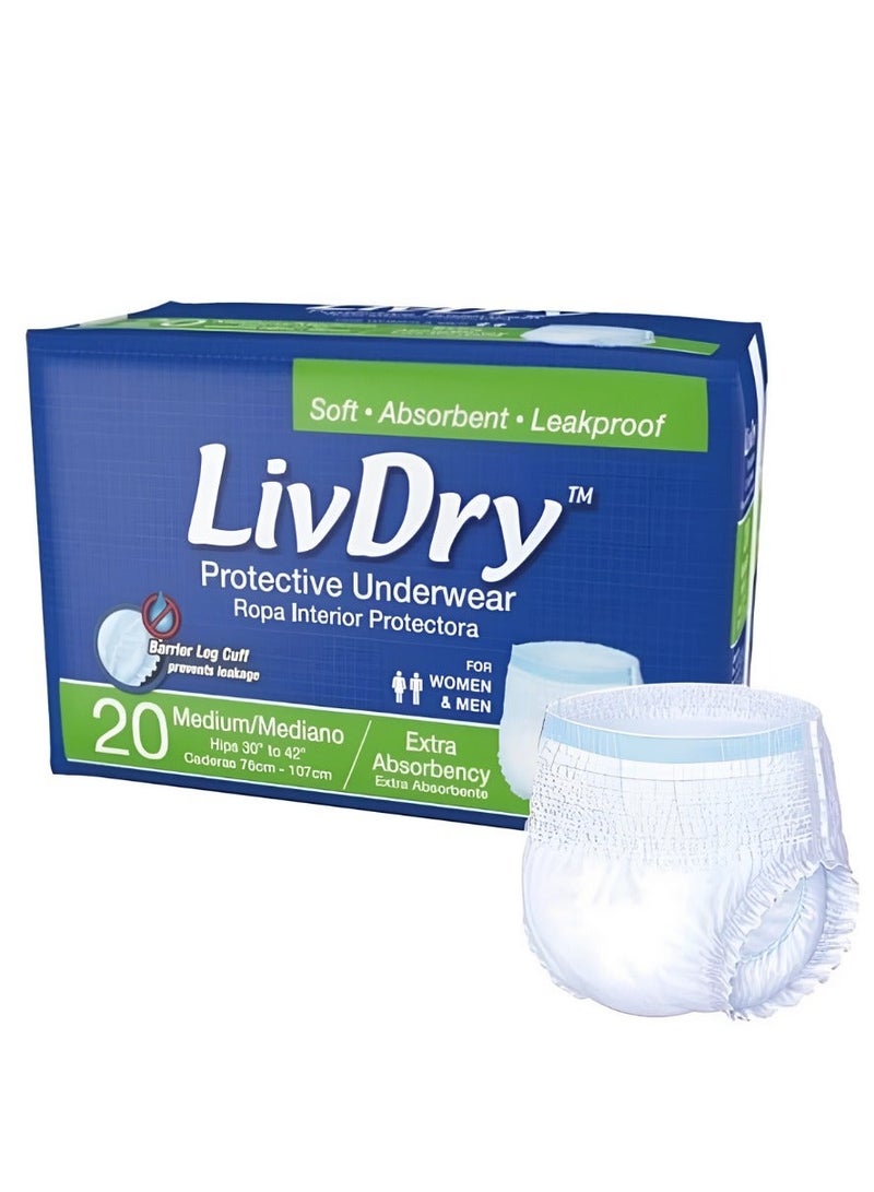 حفاضات لايف دراي الأمريكية لكبار السن - مقاس وسط - M SIZE - امتصاص خارق ومؤشر للبلل - 20 حفاضه